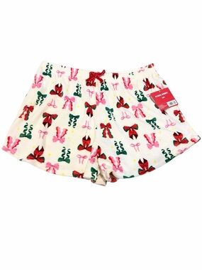 Snow Cool Plush Festive Bow Print Shorts size Large